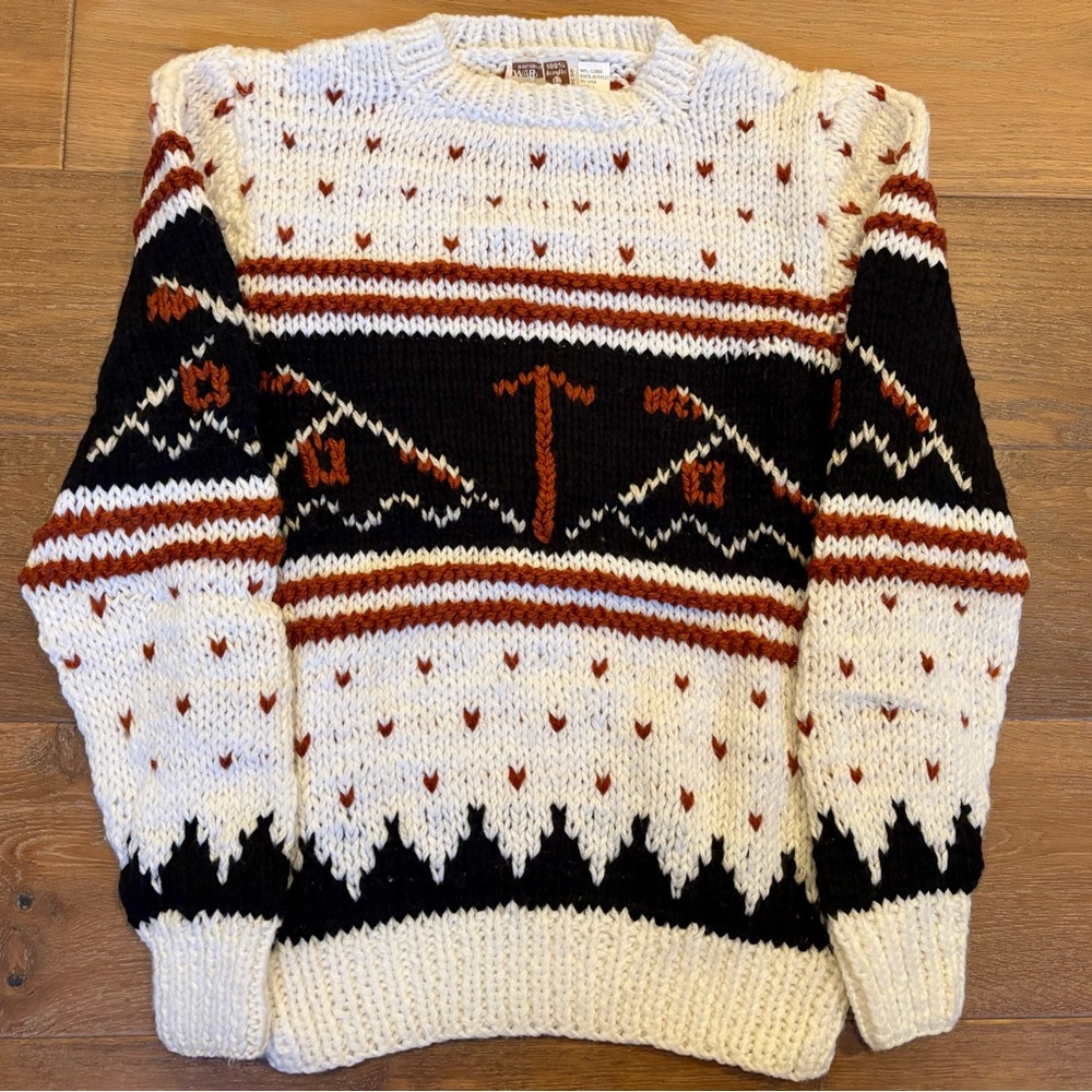 VINTAGE 70s Deadstock Montgomery Ward, Cabin Style,  Mens Sweater, Large, NWOT